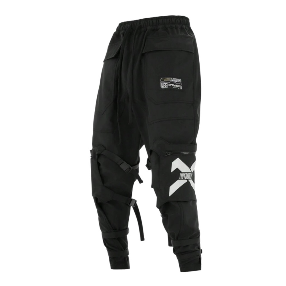 Goth Y2K mens paratrooper, cyber techno, raver pants. Patchwork tactical pants - Picture 7 of 9